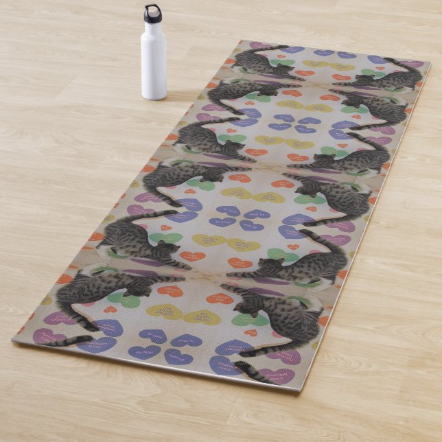 Wyatt The Cat's Downward Dog Yoga Mat - Front Only (In Situ)