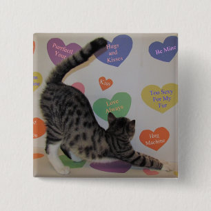 Wyatt's Valentine's Day - Cat Conversation Hearts 15 Cm Square Badge
