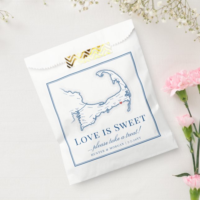 Wychmere Beach Club Cape Cod Map Wedding Favour Bags (Sealed)