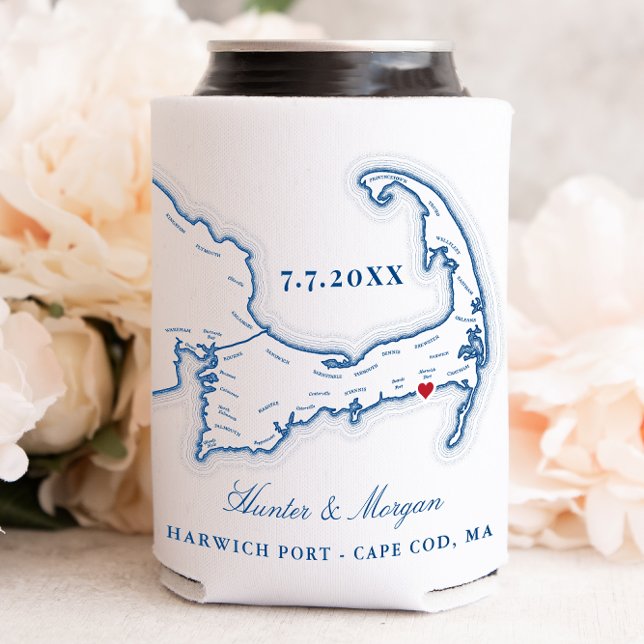 Wychmere Harwich Port Cape Cod Wedding Favour Can Cooler (These custom Cape Cod can cooler aka Coozies are perfect wedding favors for  Wychmere Beach Club)