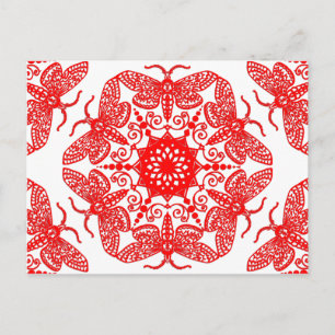 Wycinanka Moth Pattern Postcard