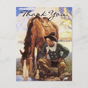 Wyeth's Cowboy Watering His Horse Postcard