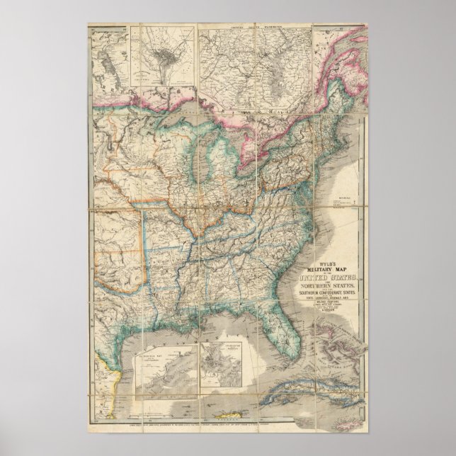Wyld's Military Map Of The United States Poster (Front)