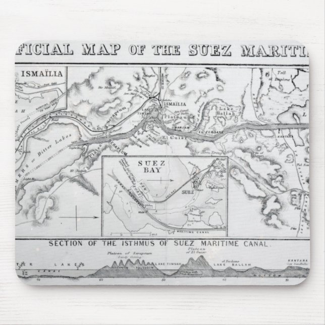 Wyld's Official Map of the Suez Maritime Canal Mouse Mat (Front)