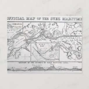 Wyld's Official Map of the Suez Maritime Canal Postcard