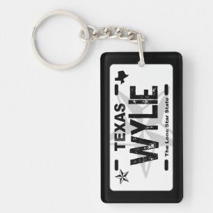 Wylie Texas black license plate keychain