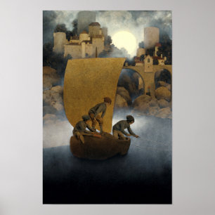Wynken, Blynken, and Nod by Maxfield Parrish 1902 Poster