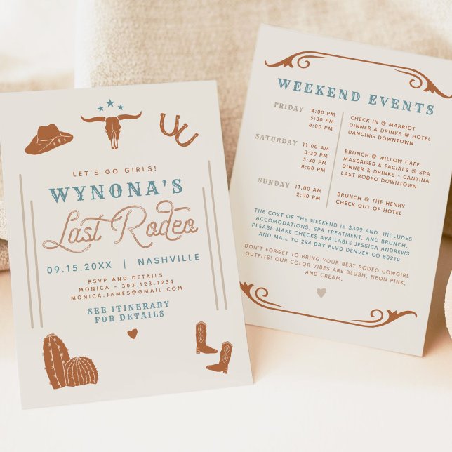 WYNONA Bohemian Last Rodeo Cowgirl Bachelorette Invitation (Creator Uploaded)