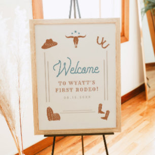 WYNONA Cowboy First Rodeo Birthday Welcome Poster