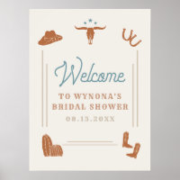 WYNONA Orange Blue Cowgirl Bridal Shower Welcome