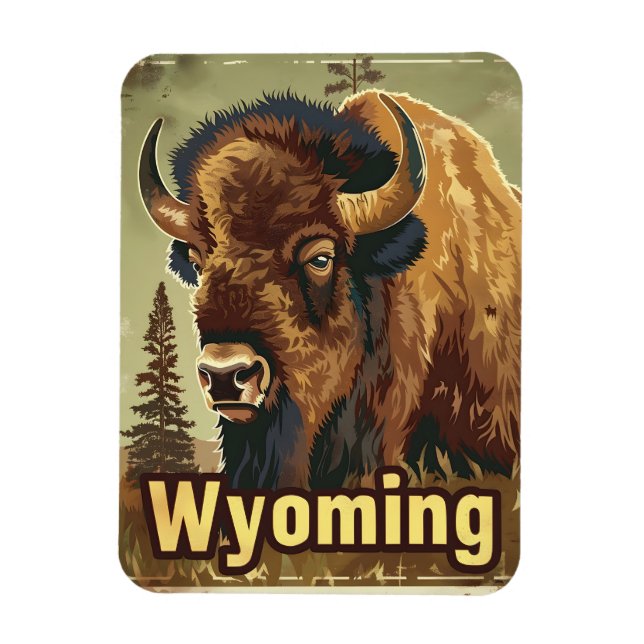 Wyoming American Bison Magnet (Vertical)