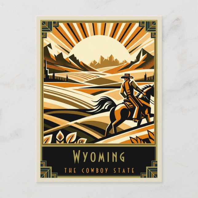 Wyoming | Art Deco Postcard (Front)