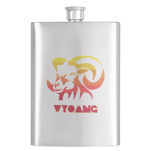 Wyoming Bighorn Sheep Hip Flask (Front)