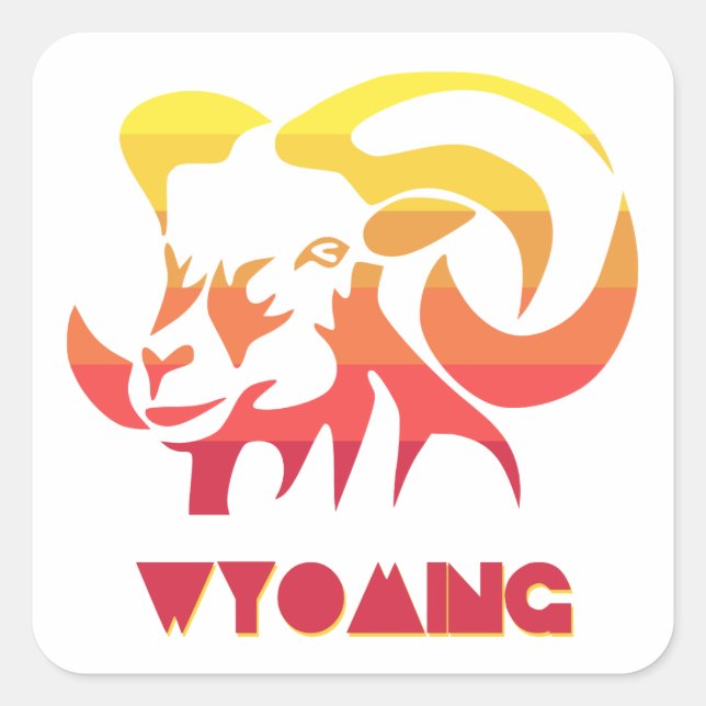 Wyoming Bighorn Sheep Square Sticker (Front)