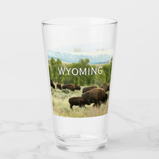 Wyoming Bison Nature Animal Photography Glass (Front)