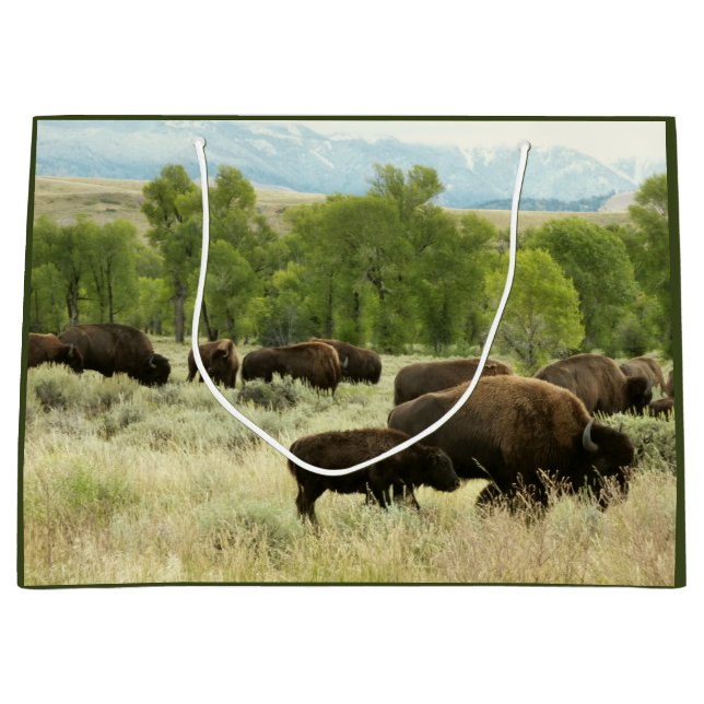 Wyoming Bison Nature Animal Photography Large Gift Bag (Front)
