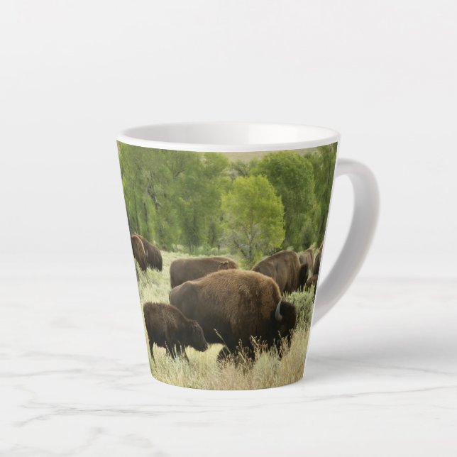 Wyoming Bison Nature Animal Photography Latte Mug (Right Angle)