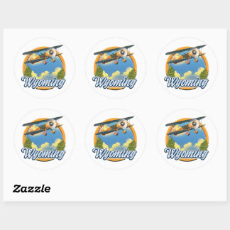 Wyoming Cartoon logo Classic Round Sticker