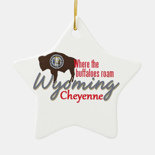 WYOMING CERAMIC TREE DECORATION (Front)