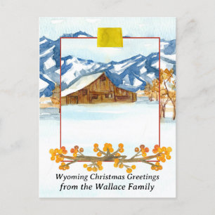 Wyoming Christmas Greetings Farmhouse Custom Holiday Postcard