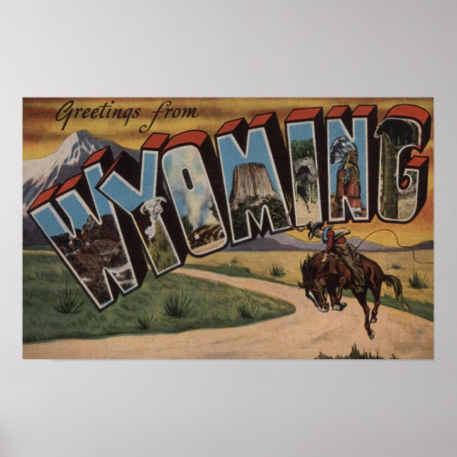 Wyoming (Cowboy)Large Letter ScenesWyoming Poster (Front)
