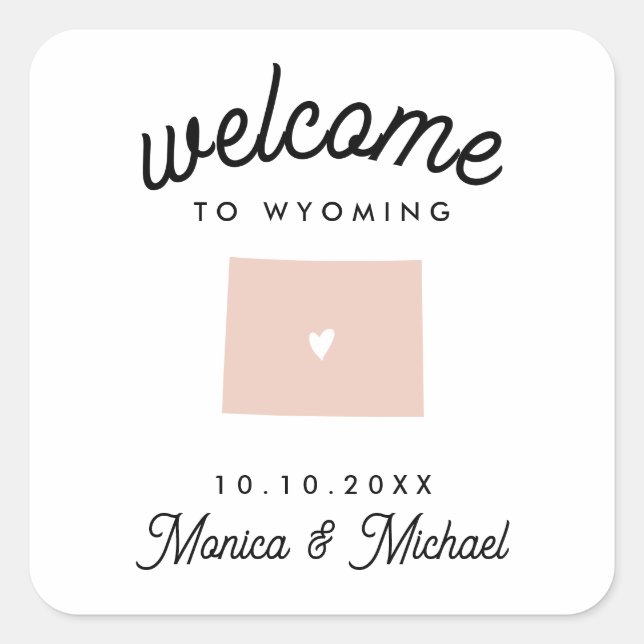 WYOMING Destination Wedding ANY COLOR  Square Sticker (Front)