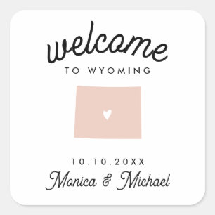 WYOMING Destination Wedding ANY COLOR  Square Sticker