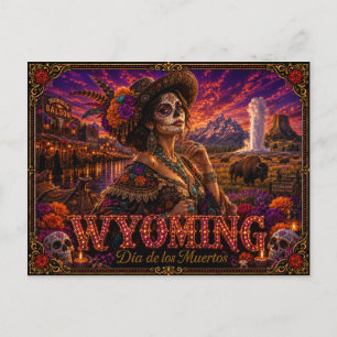 Wyoming Día de los Muertos Retro Postcard