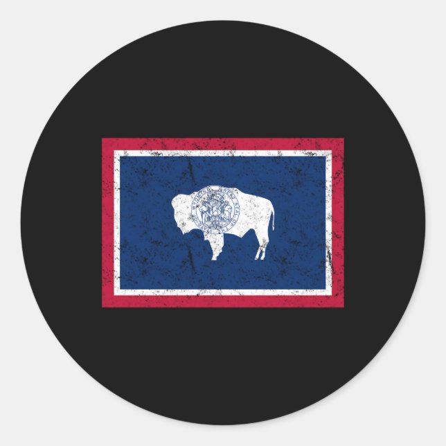Wyoming Distressed State Flag Classic Round Sticker (Front)