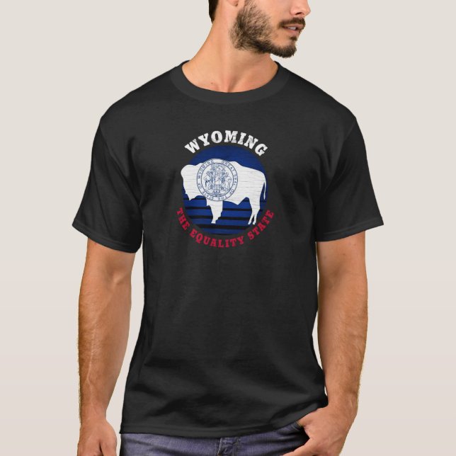 WYOMING EQUALITY STATE FLAG T-Shirt (Front)