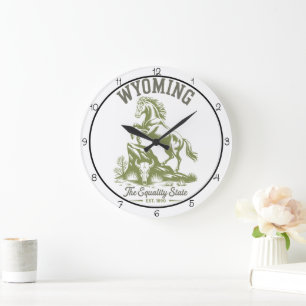 Wyoming Equality State Horse  Large Clock