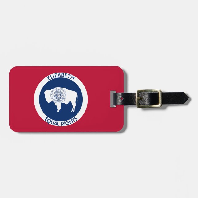 Wyoming Equality State Personalised Flag Luggage Tag (Front Horizontal)