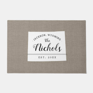 Wyoming Family Monogram State Doormat