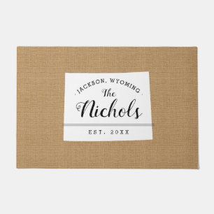 Wyoming Family Monogram State Doormat