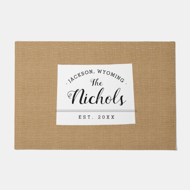Wyoming Family Monogram State Doormat (Front)