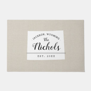 Wyoming Family Monogram State Doormat