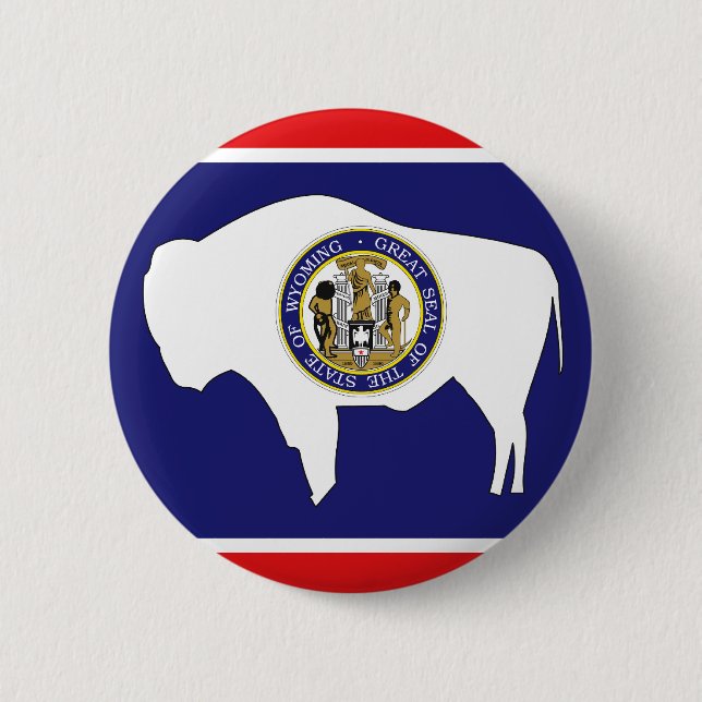 WYOMING FLAG 6 CM ROUND BADGE (Front)