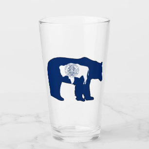 Wyoming Flag Bear Glass