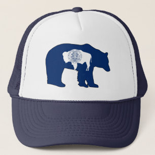 Wyoming Flag Bear Trucker Hat