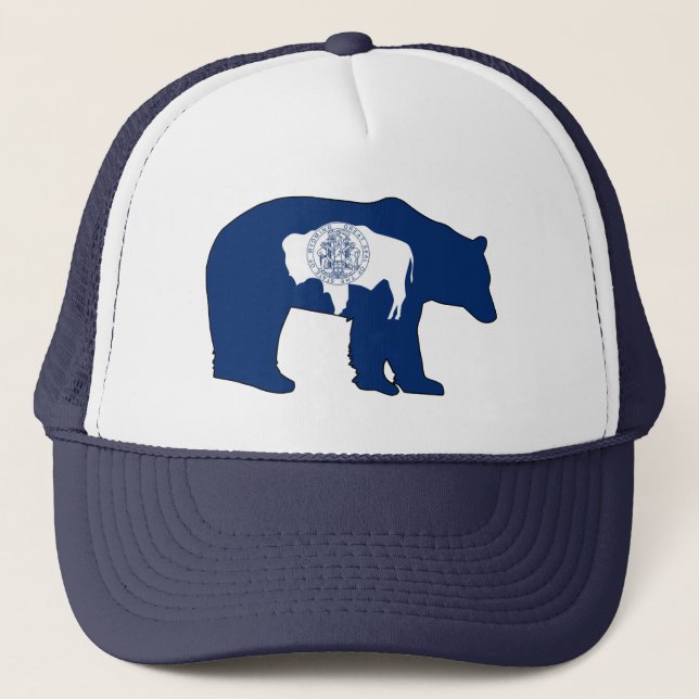 Wyoming Flag Bear Trucker Hat (Front)