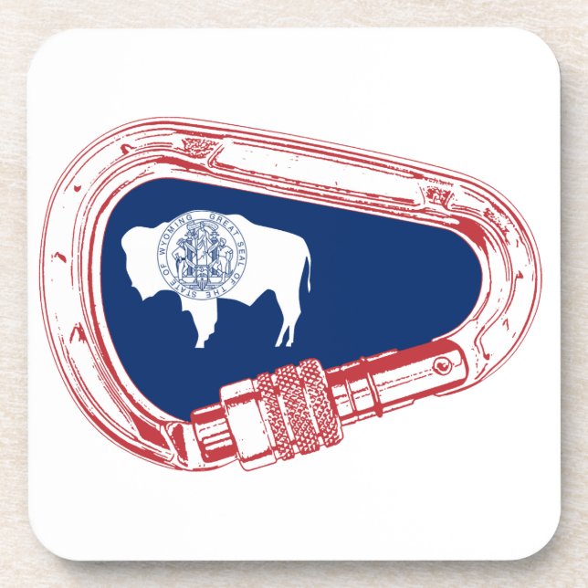 Wyoming Flag Climbing Carabiner Coaster (Front)