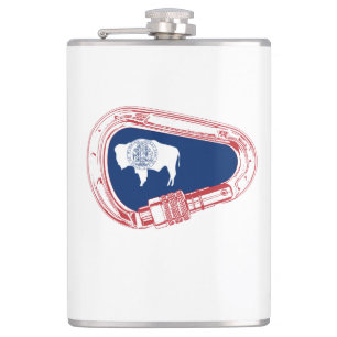 Wyoming Flag Climbing Carabiner Hip Flask
