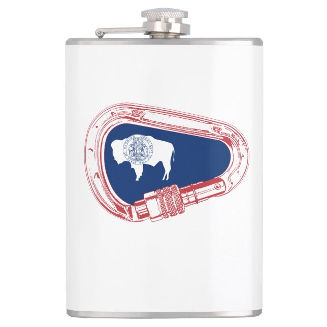 Wyoming Flag Climbing Carabiner Hip Flask (Front)