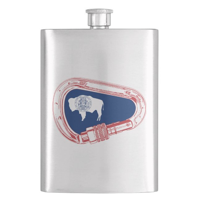 Wyoming Flag Climbing Carabiner Hip Flask (Front)