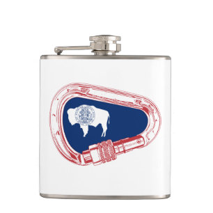 Wyoming Flag Climbing Carabiner Hip Flask