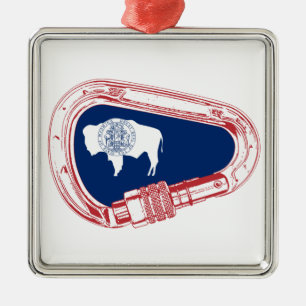 Wyoming Flag Climbing Carabiner Metal Tree Decoration