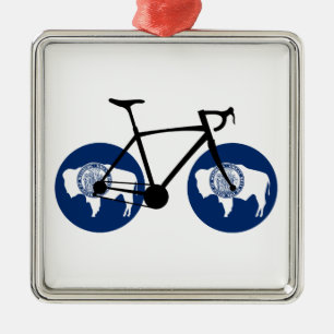 Wyoming Flag Cycling Metal Tree Decoration