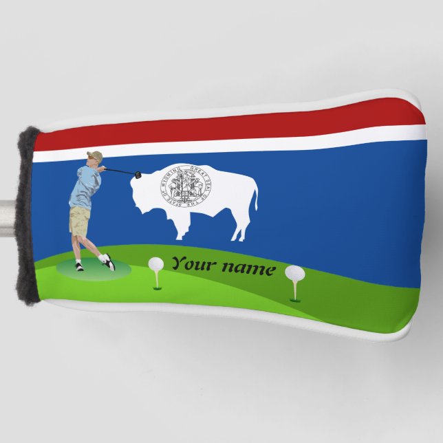 Wyoming flag golf head cover (Front)