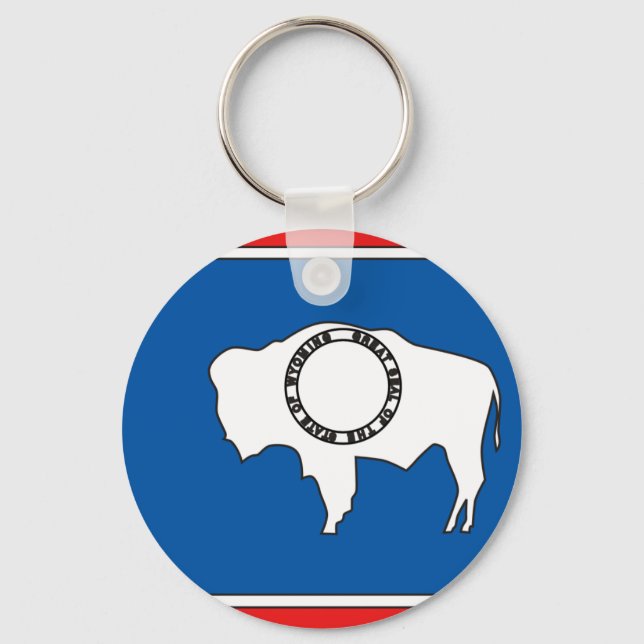 Wyoming Flag Map Key Ring (Front)