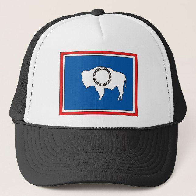 Wyoming Flag Map Trucker Hat (Front)